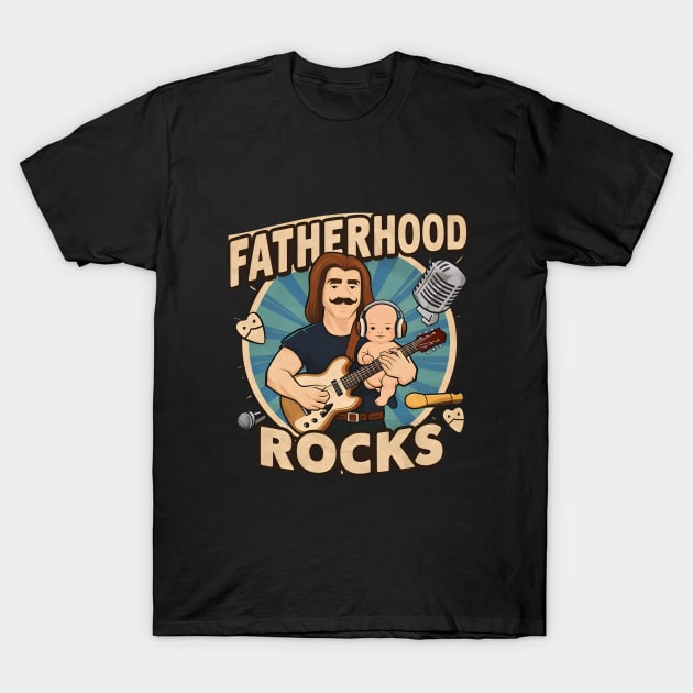 Rockin Dad Celebrating Dad with Cool Vibes and Rockin' Designs T-Shirt by Shopkreativco